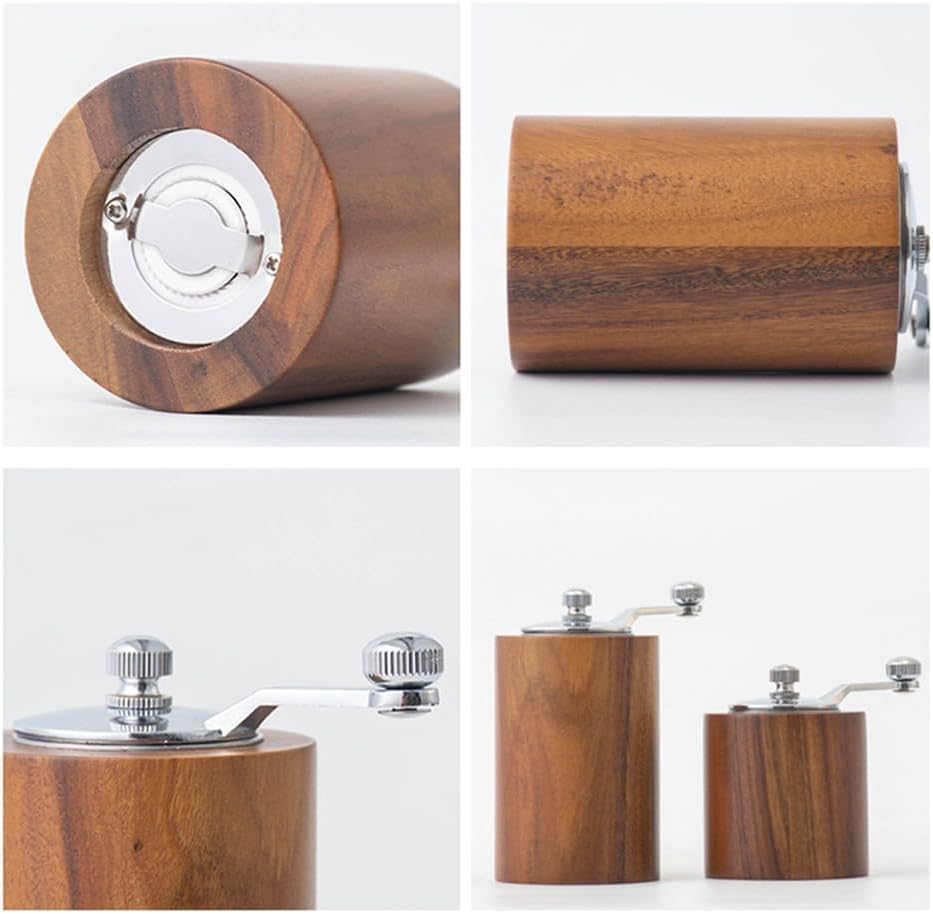 Kribee Adjustable Manual Wooden Salt Pepper Mill for Grinding Fresh Spices, Sea Salt, and Coffee with Construction for Daily Use (S)