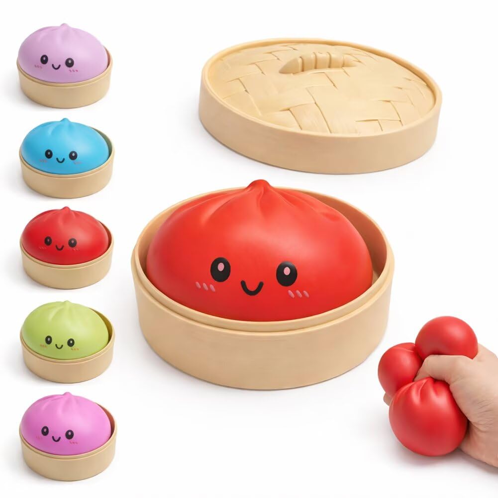 Kribee Dumpling Squishies,Glitter Dumpling Mystery Box,Colorful Dumplings Stress Balls Fidget Sensory Toy, Easter Basket Stuffers ,Squeeze Desk Toys for Stress Relief