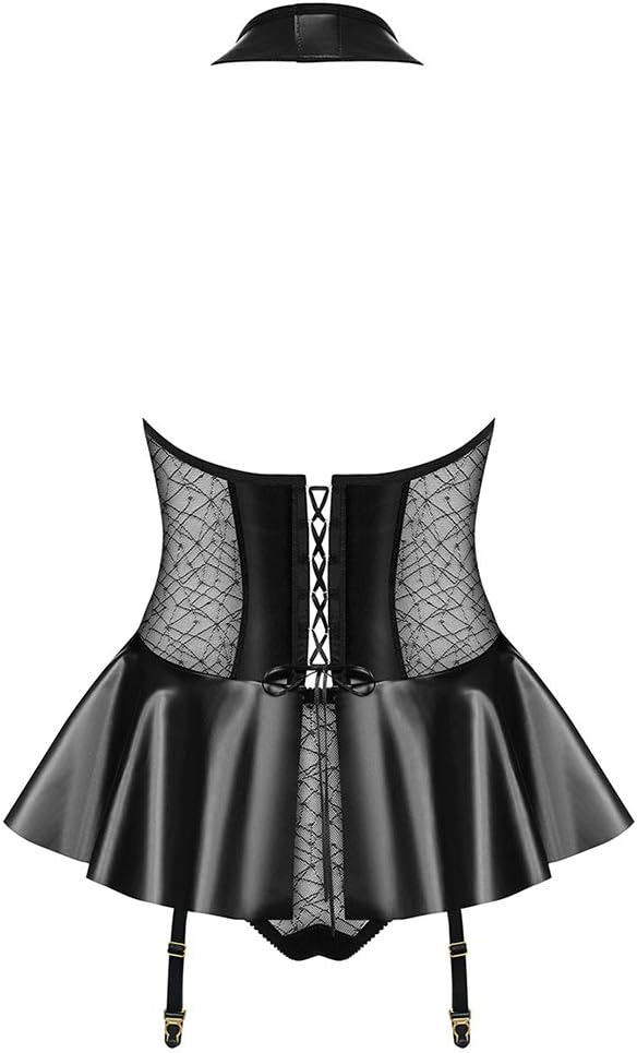TOFOX Sexy Clubwear Dresses for Women Faux Leather Mesh Lace Back Party Night Dress
