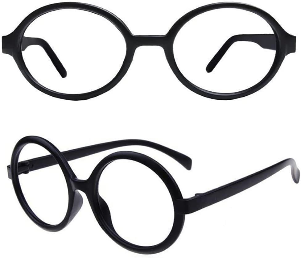 Embryform Wizard Round Glasses, Plastic Lensless Glasses Frame for Fancy Dress Party Costume Cosplay (Adult Size)