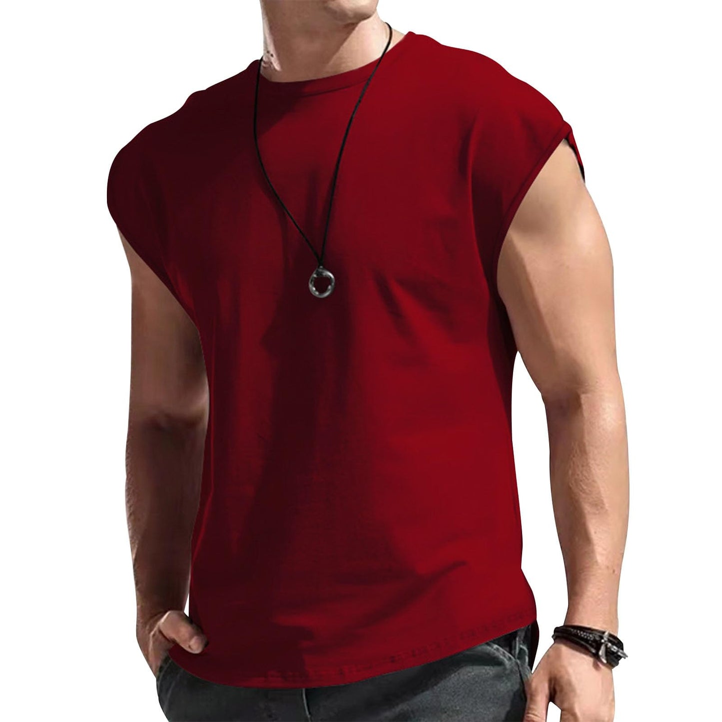 Reigee Mens Sleeveless Tank Tops Workout Shirts Muscle Gym T Shirts Gym Summer Casual Cut Off Tee