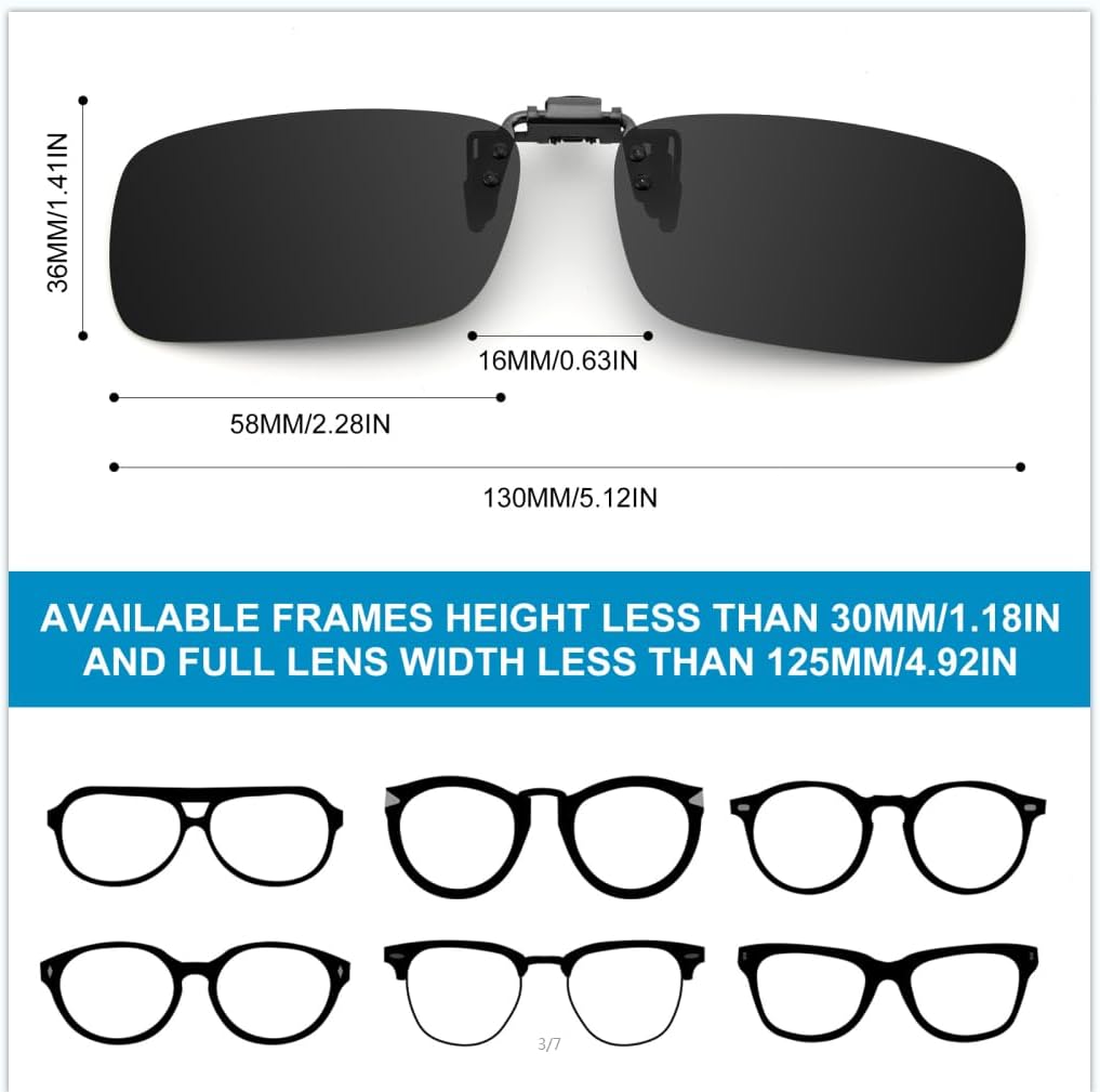 NAVARCH Clip on Sunglasses Polarized Flip up Sunglasses Unisex Super Light for Glasses Outdoor/Driving/Fishing