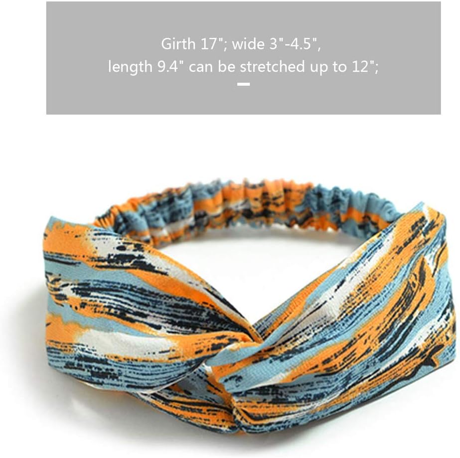 TOFOX Womens Yoga Elastic Cute Hairband Boho Headbands for Women Vintage Flower Printed Knotted Hair Band Bandanas