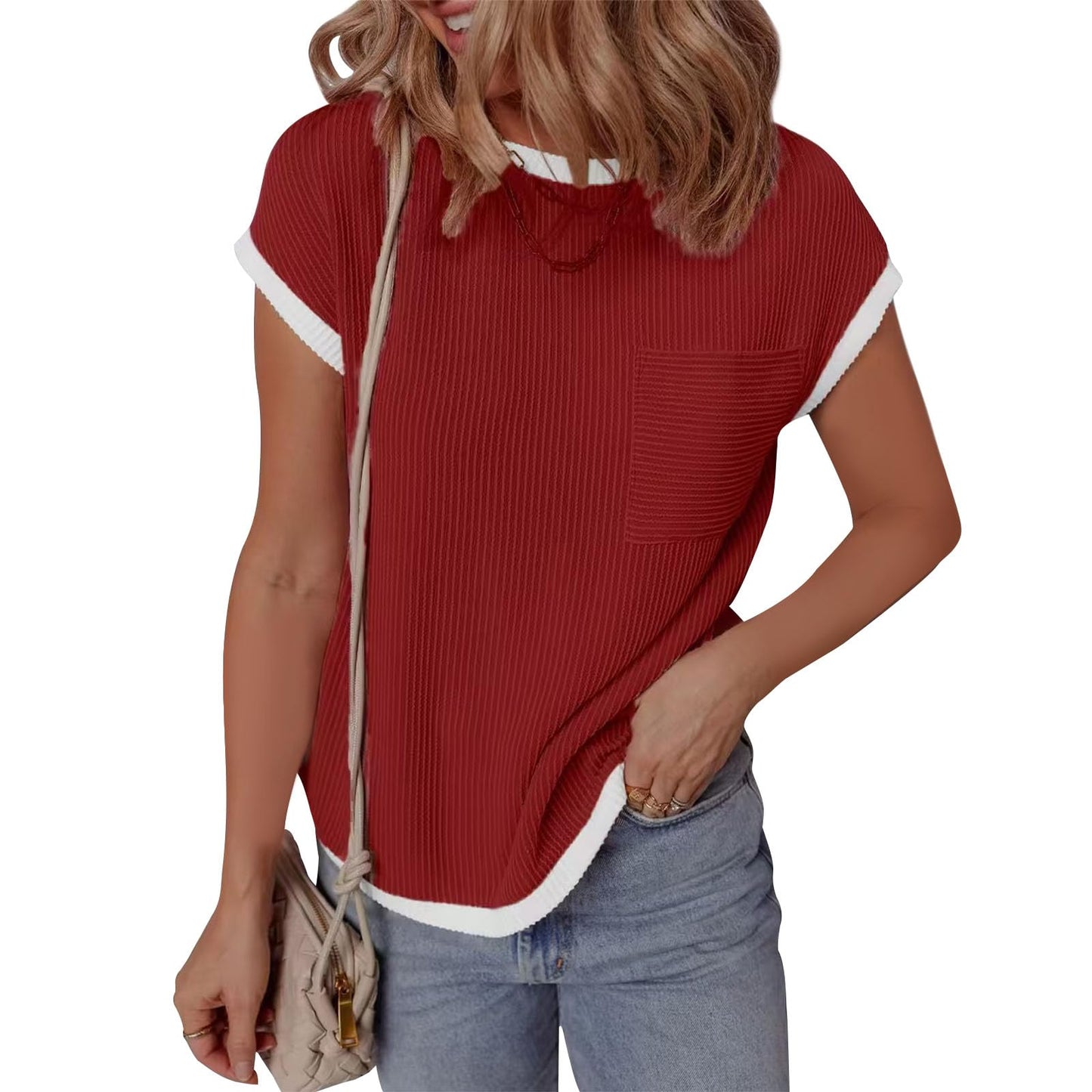 GYMDOG Short Sleeve Shirts for Women Crewneck Summer Workout Cute Cotton Linen Business Blouses Fashion Casual Tunic Tops