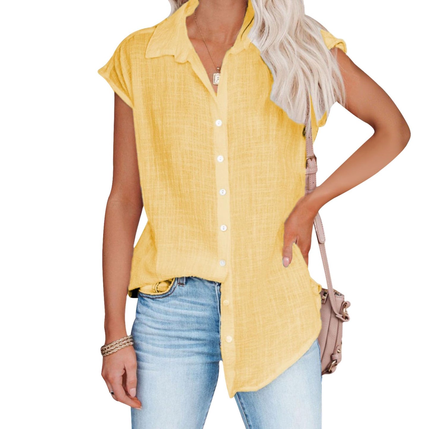 gukoo Tunic Shirts for Women V Neck Business Vintage Lightweight Button Down Sleeveless Casual Summer Workout Tops