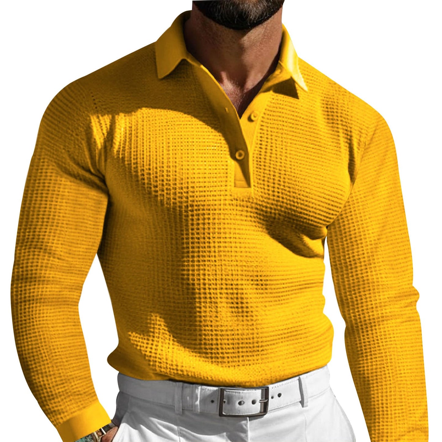JiffPom Mens Polo Shirts Buttons Fashion Long Sleeve Crewneck Hippie Pullover Collared Workout Summer Casual Retro Blouses