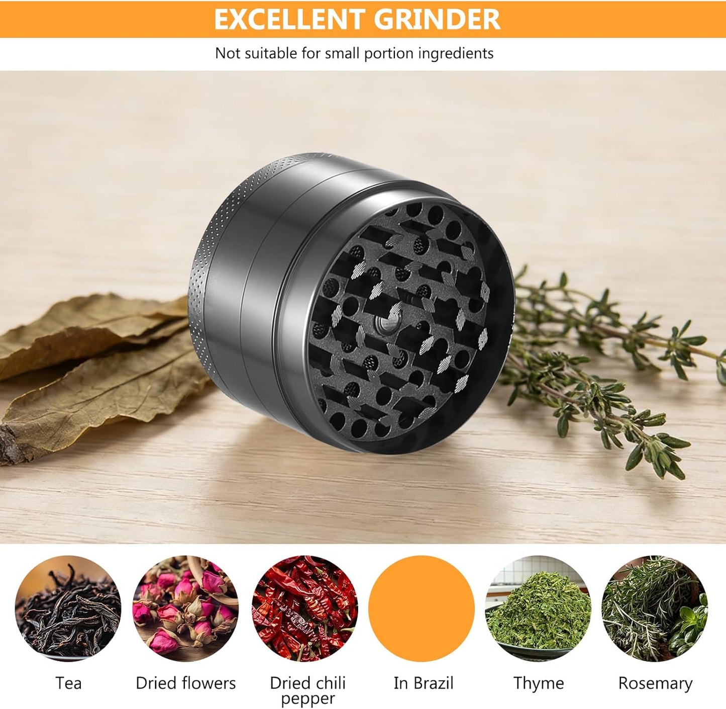 Kribee Metal Herb Grinder, Manual Spice Grinder Manual Herbal Grinders, Hand Grinders with Sifter and Magnetic Top for Kitchen Dry Herb and Spice Mills
