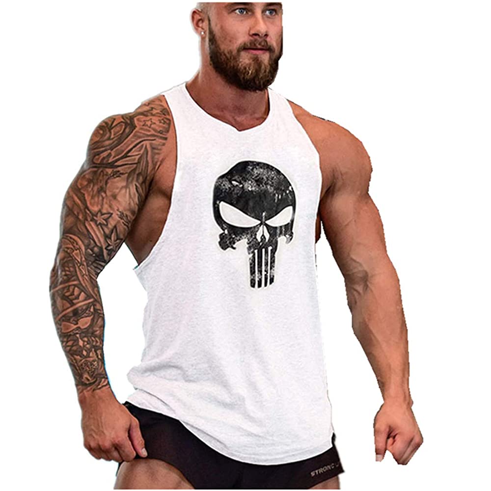 YEEHOO Men's Skull Gym Cotton Tank Tops