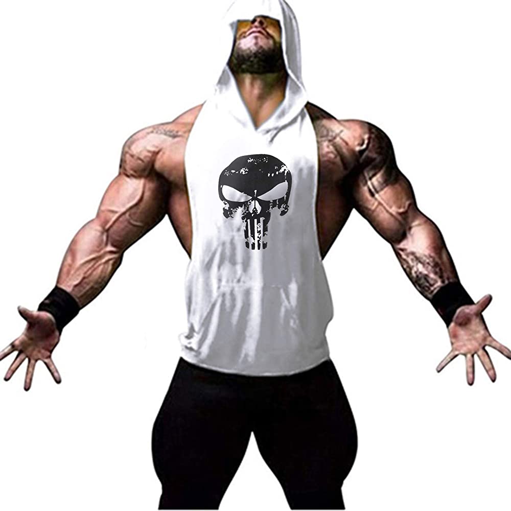 YeeHoo Men's Workout Hooded Tank Tops