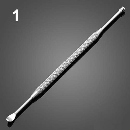 Kribee 1Pc Dual-Head Stainless Steel Earpick Wax Remover Curette Cleaner Health Ear Care Ear Curette Earwax Tweezer Ear Spoon Remover Cleaning Tool Ear Curette Spoon 1