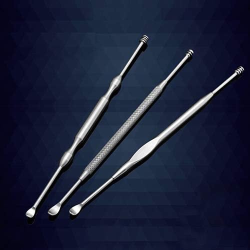 Kribee 1Pc Dual-Head Stainless Steel Earpick Wax Remover Curette Cleaner Health Ear Care Ear Curette Earwax Tweezer Ear Spoon Remover Cleaning Tool Ear Curette Spoon 1