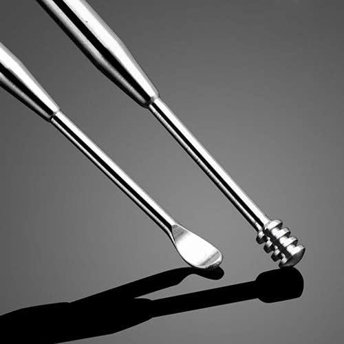 Kribee 1Pc Dual-Head Stainless Steel Earpick Wax Remover Curette Cleaner Health Ear Care Ear Curette Earwax Tweezer Ear Spoon Remover Cleaning Tool Ear Curette Spoon 1