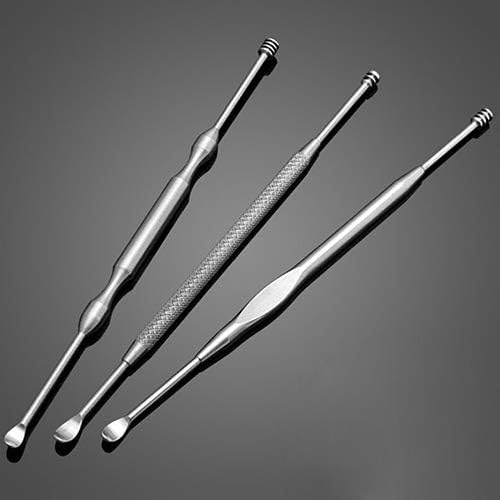 Kribee 1Pc Dual-Head Stainless Steel Earpick Wax Remover Curette Cleaner Health Ear Care Ear Curette Earwax Tweezer Ear Spoon Remover Cleaning Tool Ear Curette Spoon 1