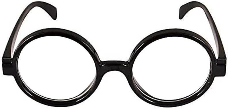 Embryform Wizard Round Glasses, Plastic Lensless Glasses Frame for Fancy Dress Party Costume Cosplay (Adult Size)
