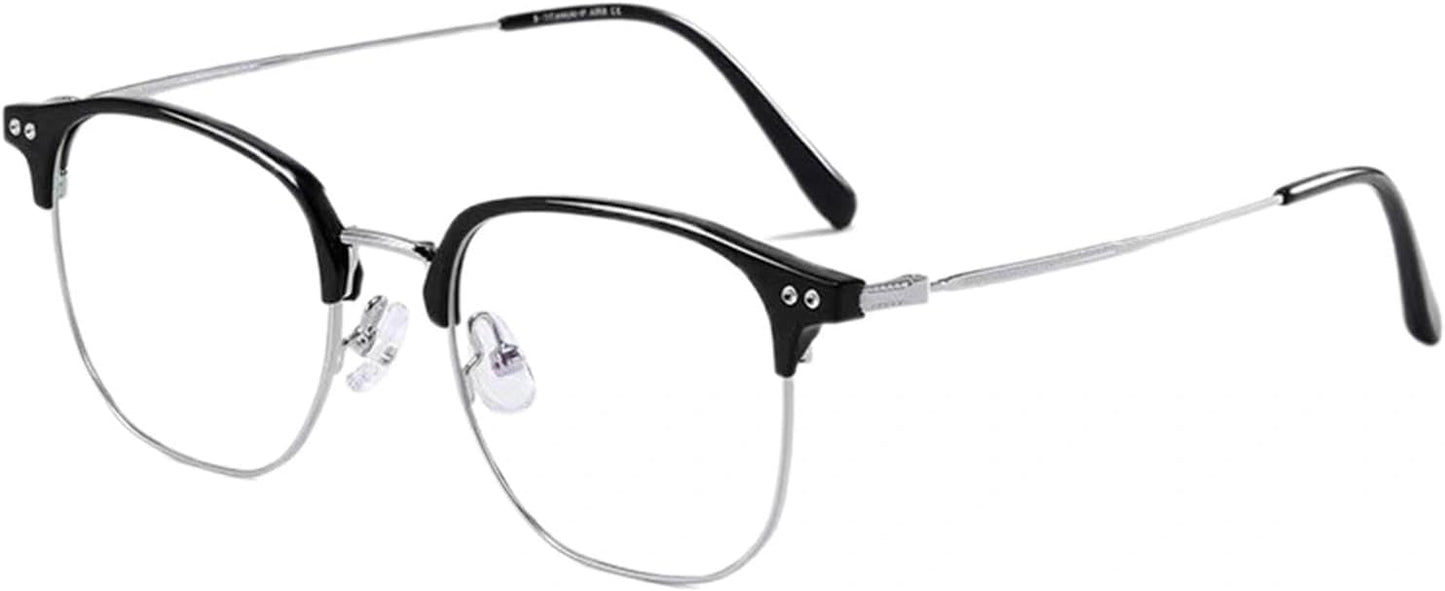 Embryform Blue Light Blocking Glasses Semi Rimless Eyewear For Women Men Classic Retro Square Metal Frame Anti Eye Strain Gaming Computer Glasses