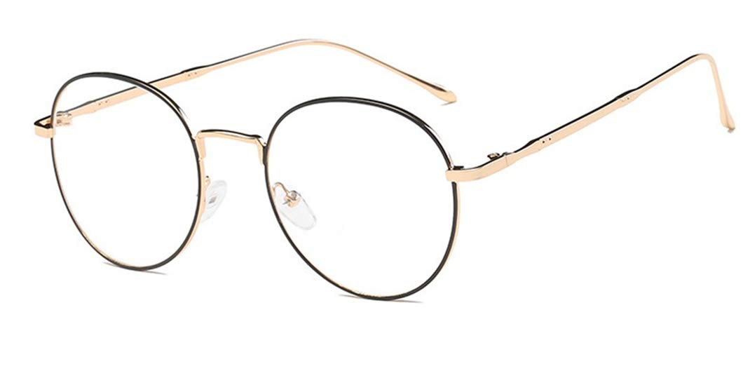 NAVARCH Women Round Retro Metal Frame Clear Lens Glass Vintage Glasses Clear Lens Glasses