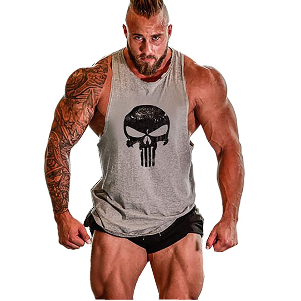 YEEHOO Men's Skull Gym Cotton Tank Tops