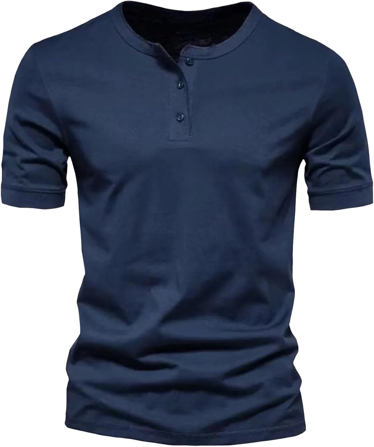 GYMTSL Mens Muscle Slim Henley Shirts Short Sleeve Solid Basic T-Shirt Gym Casual Workout Athletic Shirt Lightweight Tops