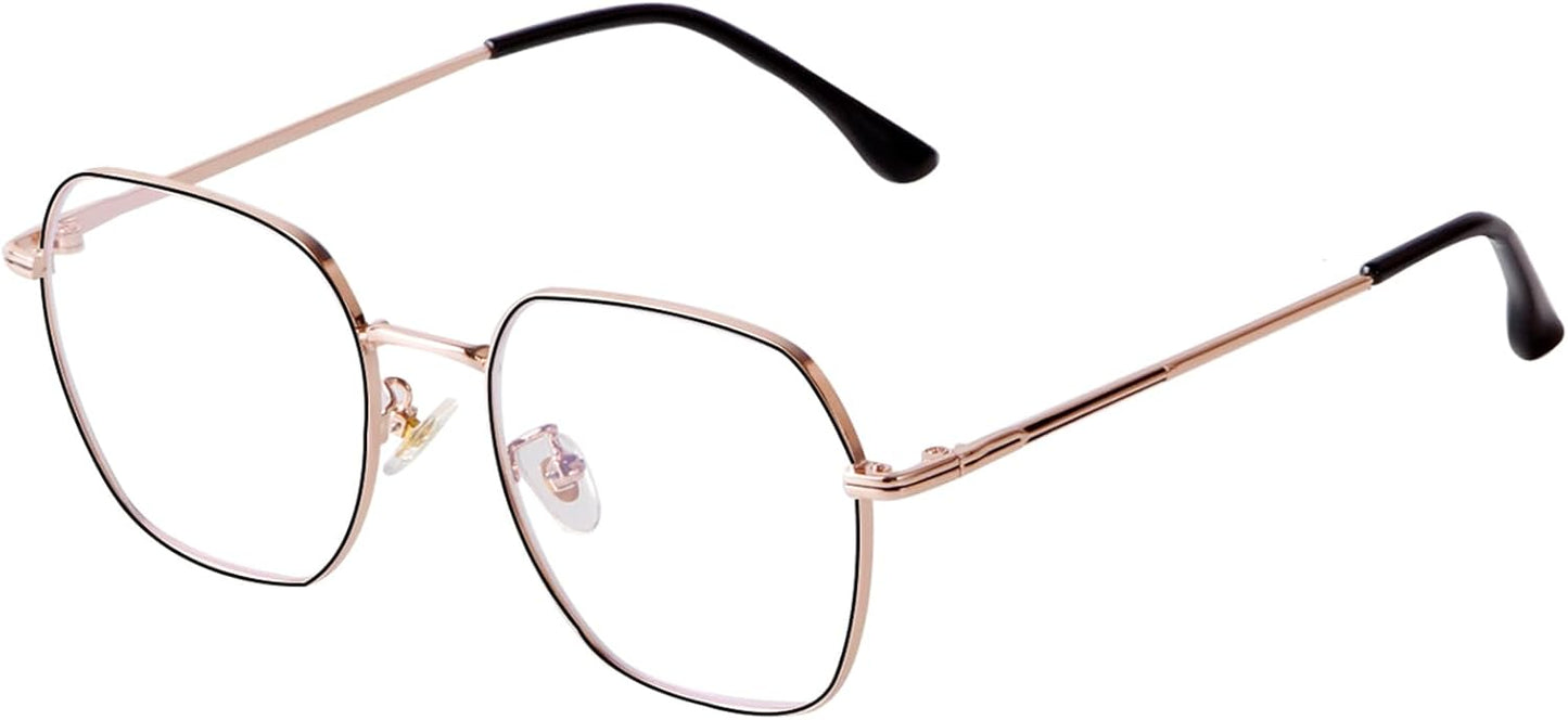 Embryform Blue Light Blocking Glasses Retro Hexagonal Metal Frame Gaming Glasses Anti Glare Glasses
