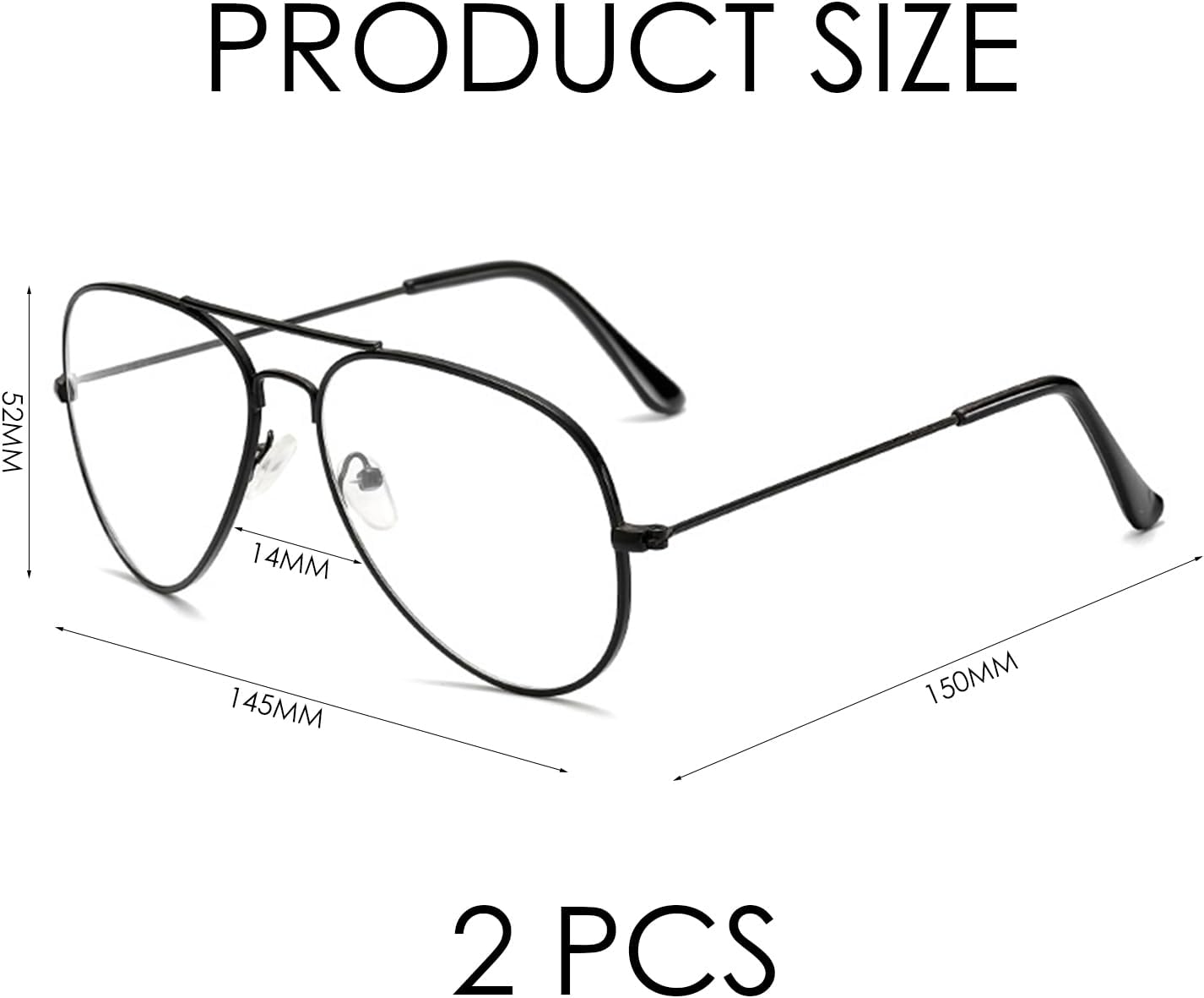 Embryform 2 Pieces Of Metal Glasses, Fashionable And Simple Eyeglasses Frame, Classic And Versatile Glasses