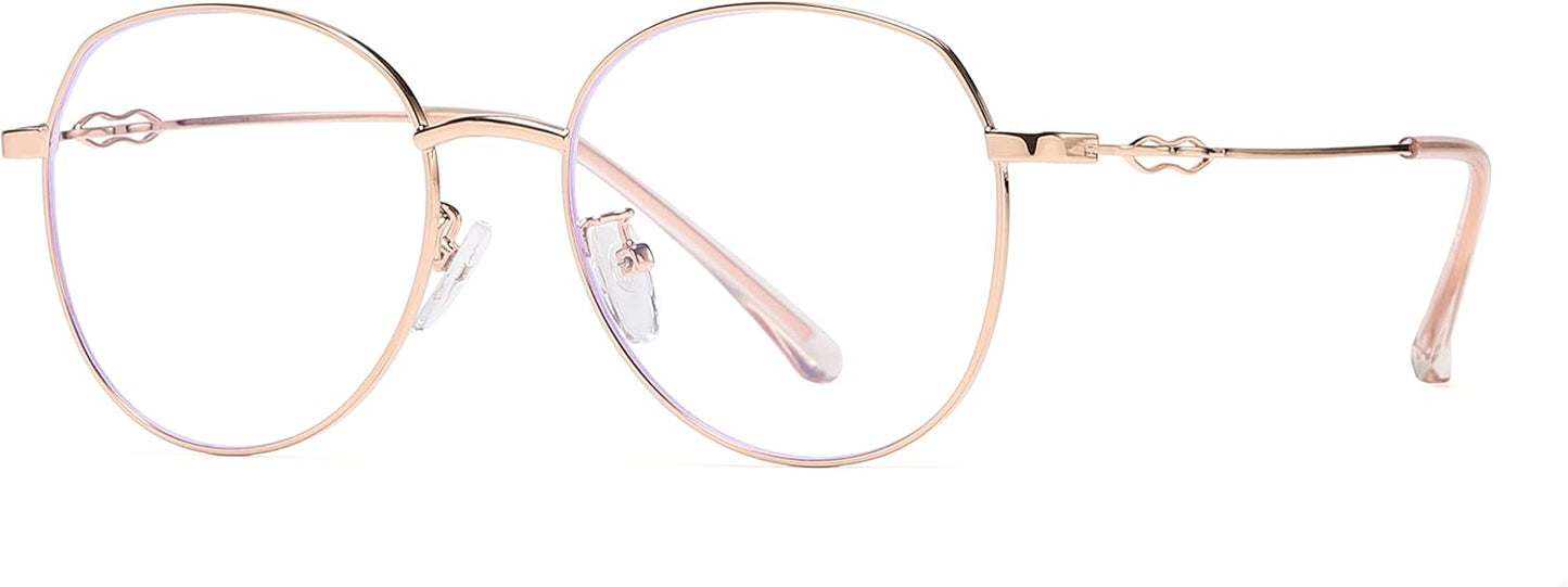 NAVARCH Blue Light Blocking Glasses Round Metal Frame Clear Lens Glass Hipster Metal Frame Women Eyeglasses