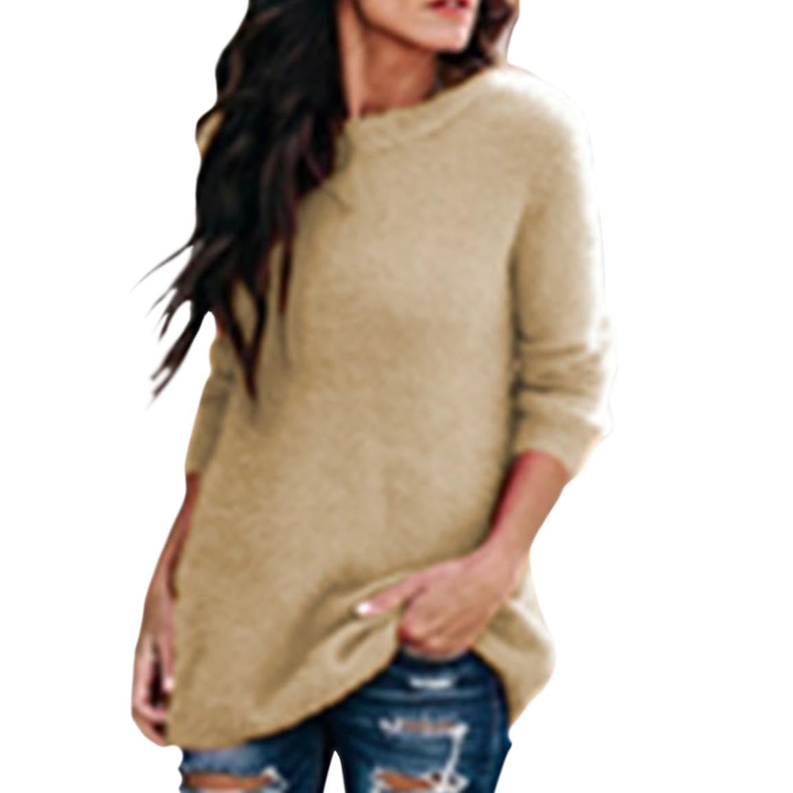 GYMTANK Women's Winter Sweater 2025 Fall Casual Timeless Long Sleeve Solid Crew Neck Sweater Pull Over Tops