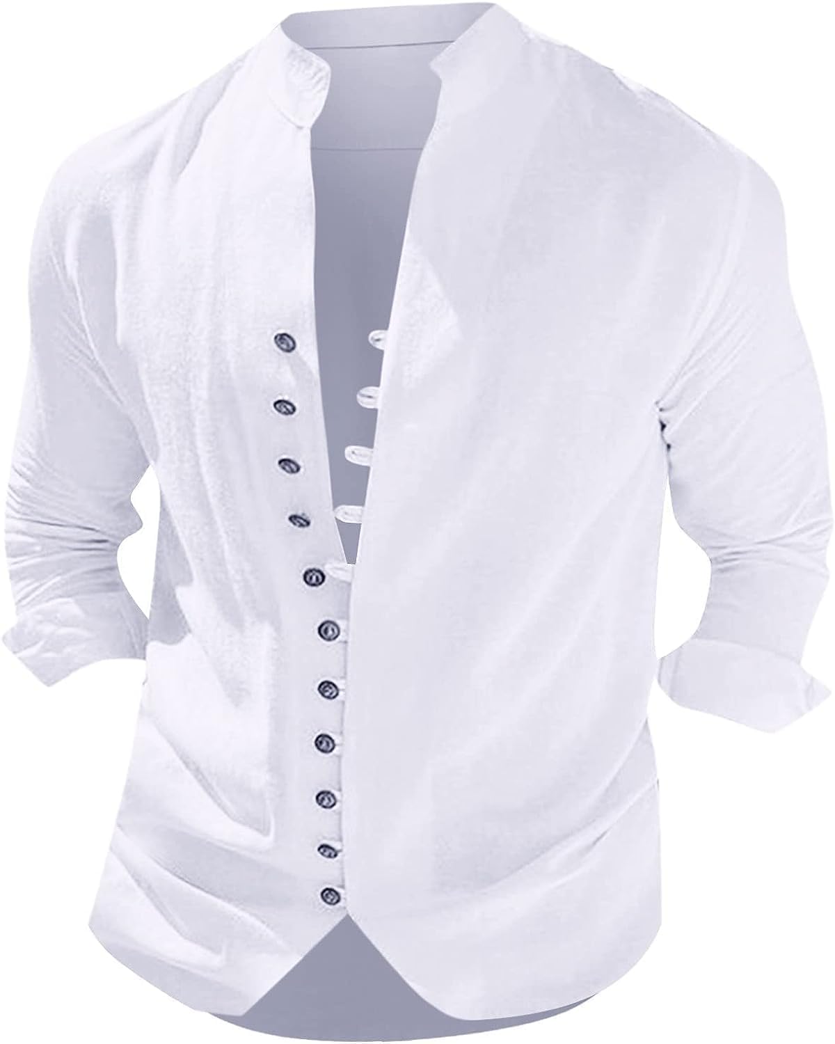 Befox Mens Dressy Casual Button Down Shirts Solid Color Cotton Blend Long Sleeve Summer Vacation Shirt Tops