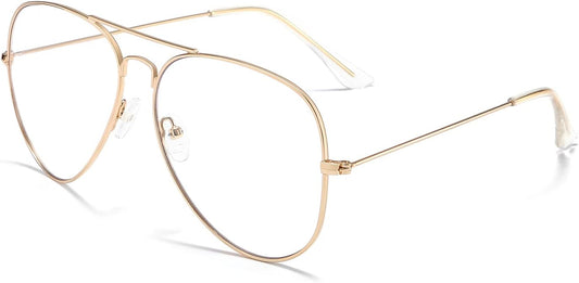 Embryform Clear Lens Glasses Metal Frame Blue Light Blocking Eyeglasses for Women Men Non-prescription