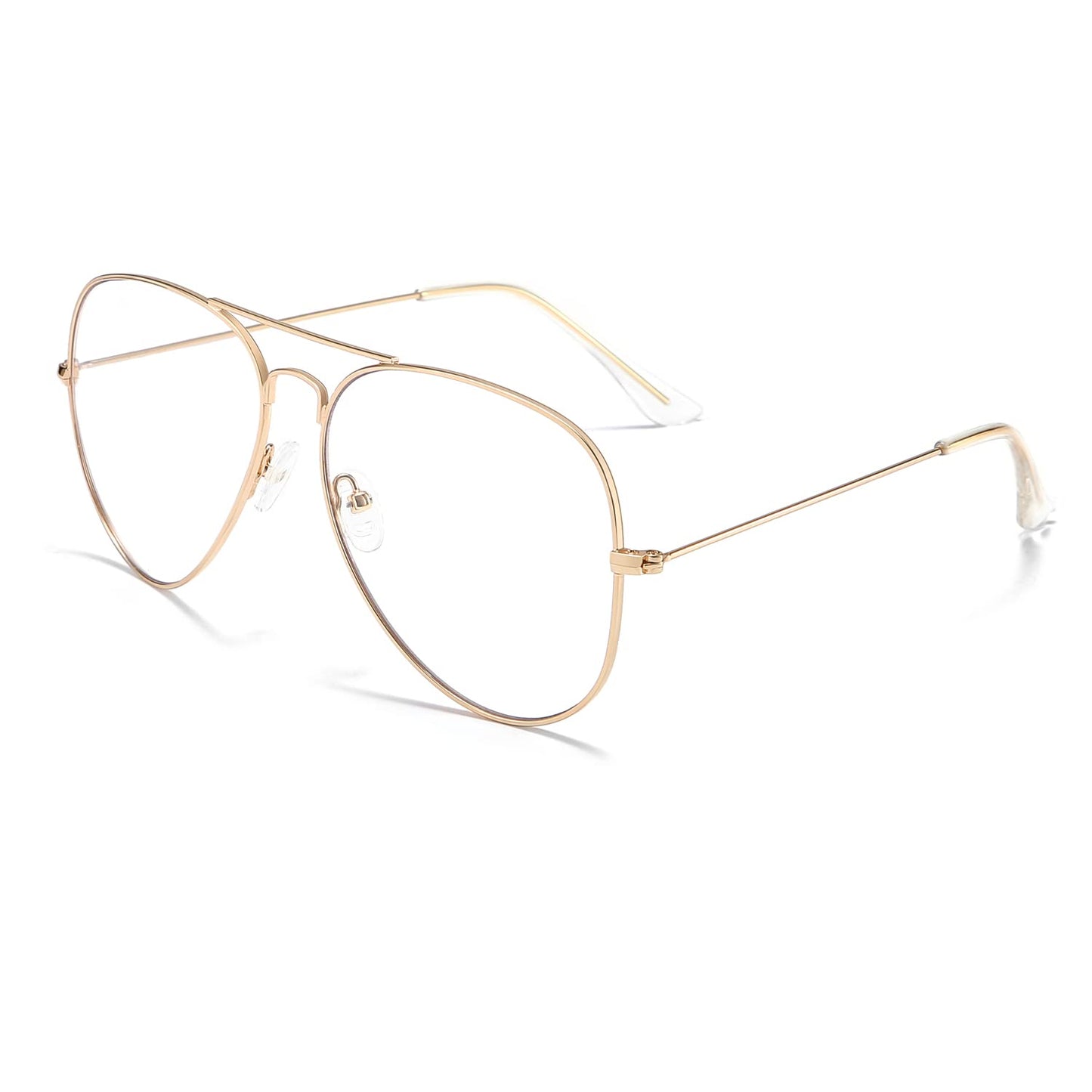 JiffPom Clear Lens Glasses Metal Frame Blue Light Blocking Eyeglasses for Women Men Non-prescription