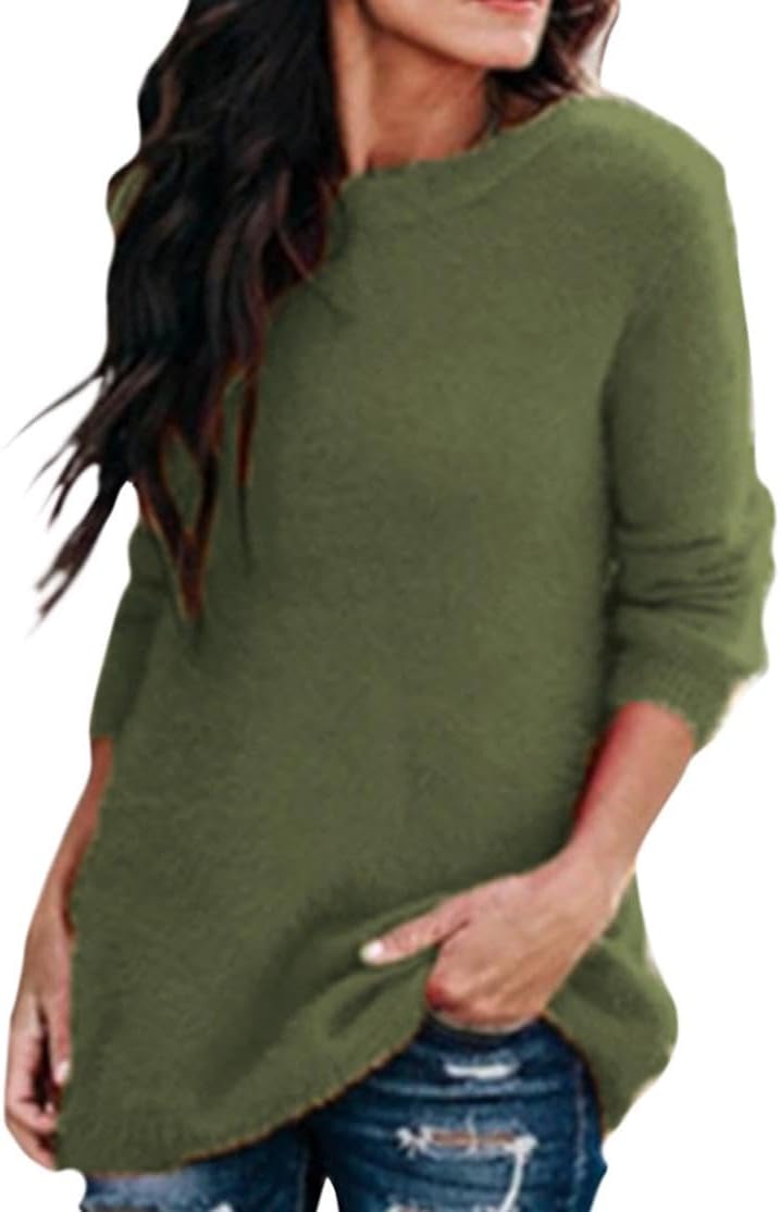 GYMTANK Women's Winter Sweater 2025 Fall Casual Timeless Long Sleeve Solid Crew Neck Sweater Pull Over Tops
