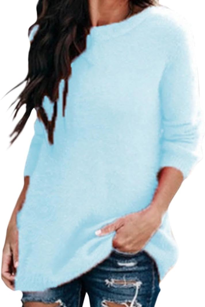 GYMTANK Women's Winter Sweater 2025 Fall Casual Timeless Long Sleeve Solid Crew Neck Sweater Pull Over Tops