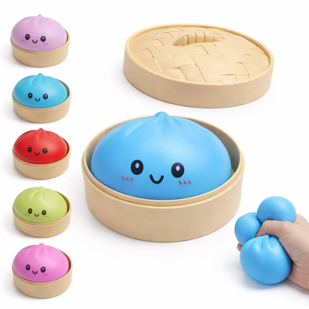 Kribee Dumpling Squishies，Glitter Dumpling Mystery Box，Colorful Dumplings Stress Balls Fidget Sensory Toy， Easter Basket Stuffers ，Squeeze Desk Toys for Stress Relief