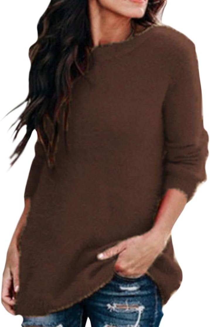 GYMTANK Women's Winter Sweater 2025 Fall Casual Timeless Long Sleeve Solid Crew Neck Sweater Pull Over Tops