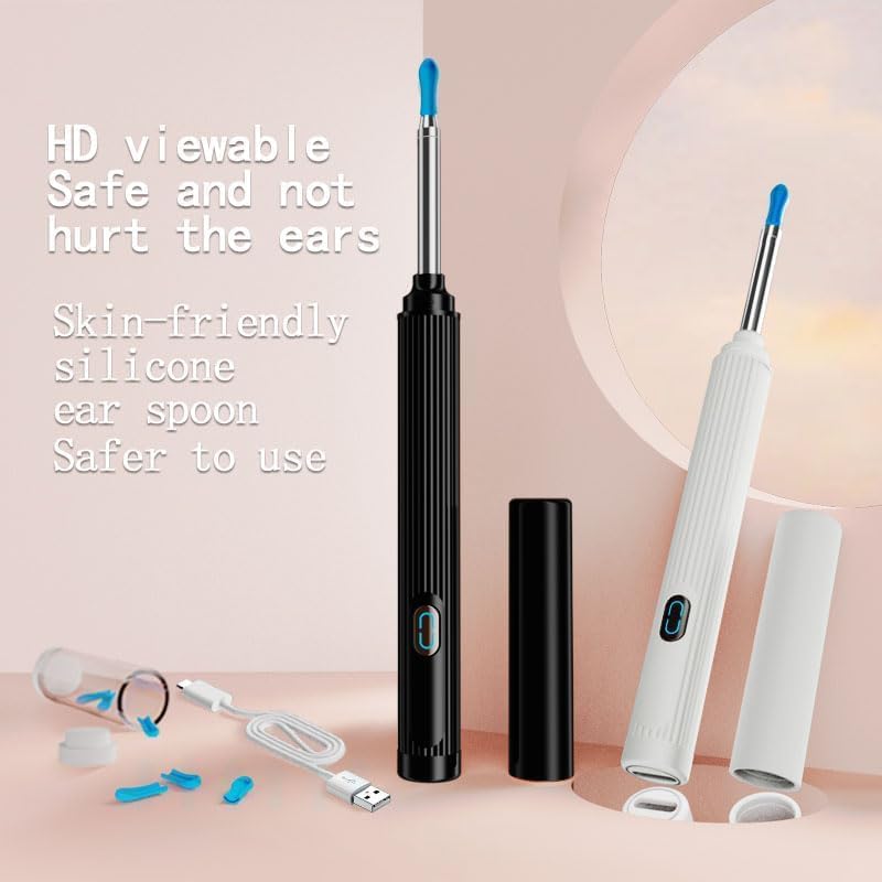 gukoo 10mp HD Ear Cleaner with Camera and LED Light, 2026 New 2-in-1 Ear Wax Removal Camera, with Precision Tweezers & Silicone Scoop, Earwax with Ease, IP67 Waterproof Lens, Wireless & Easy to Use (Black)