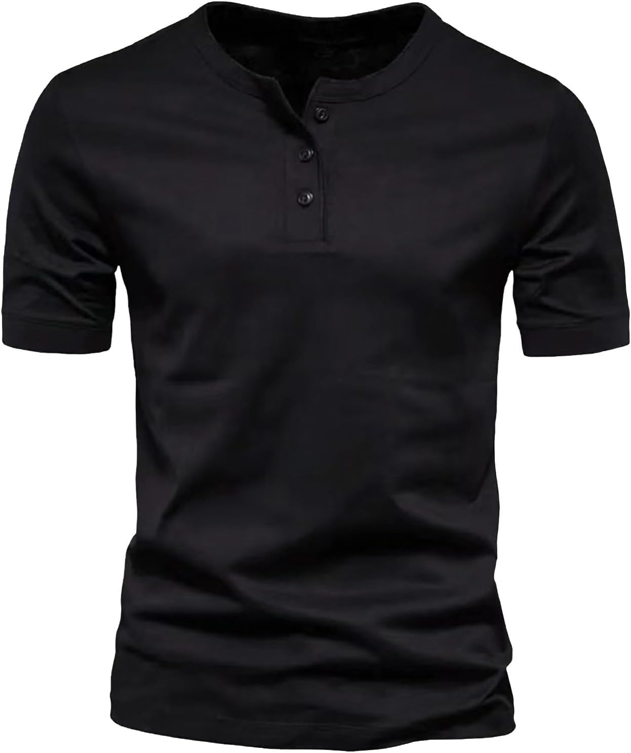 GYMTSL Mens Muscle Slim Henley Shirts Short Sleeve Solid Basic T-Shirt Gym Casual Workout Athletic Shirt Lightweight Tops