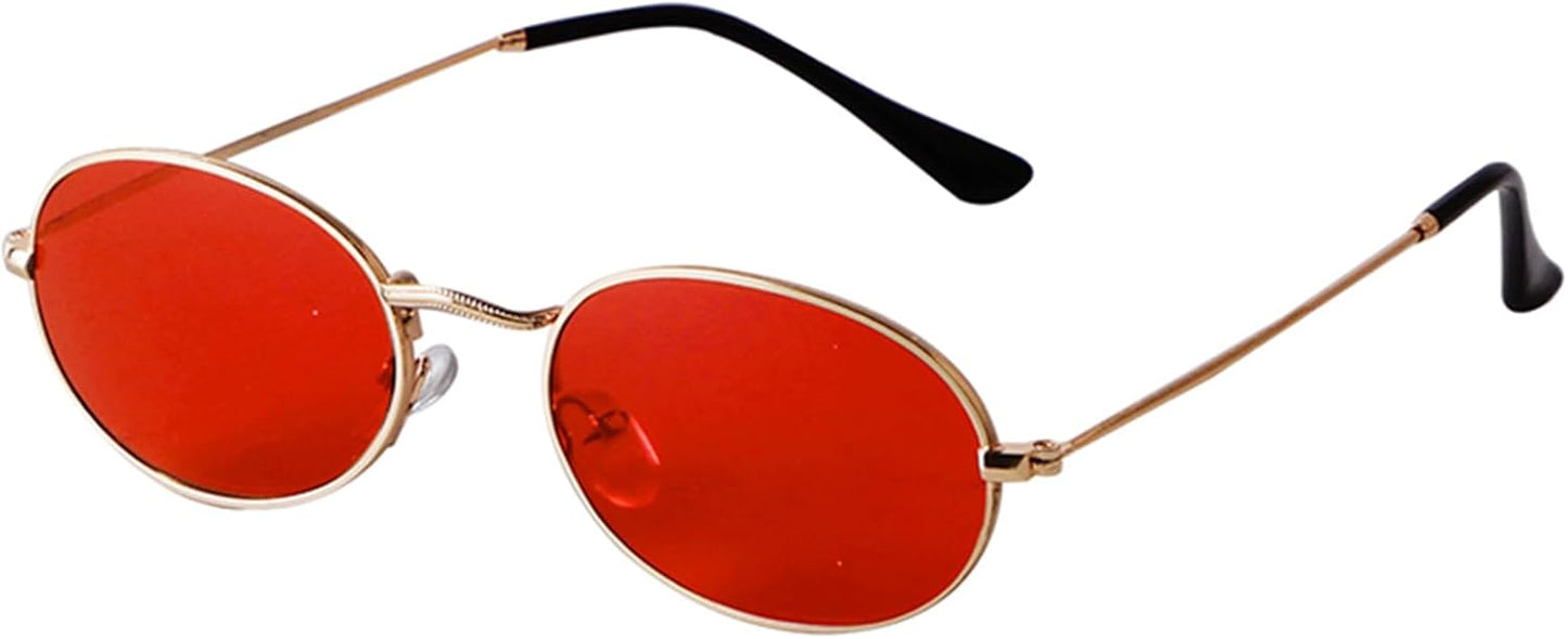 Embryform Retro Oval Sunglasses for Women Men Vintage 90s Hippie sunglasses Classic Metal Frame Eyeglasses