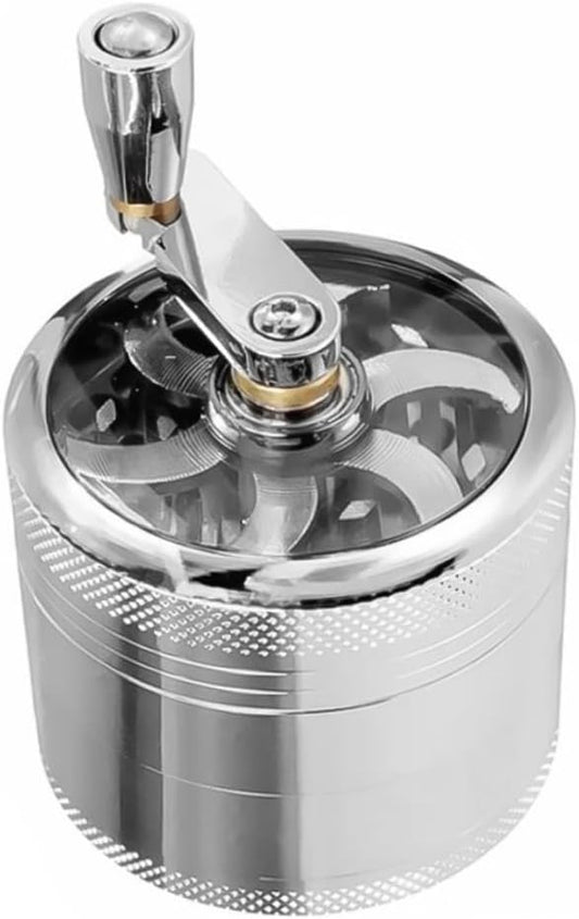 Kribee Pepper Hand Grinding Manual Grinder Pepper Hand Mill Grinder with Crank Handle Pollen Grinder Spices Crusher for Herb Coffee Salt Pepper Silver
