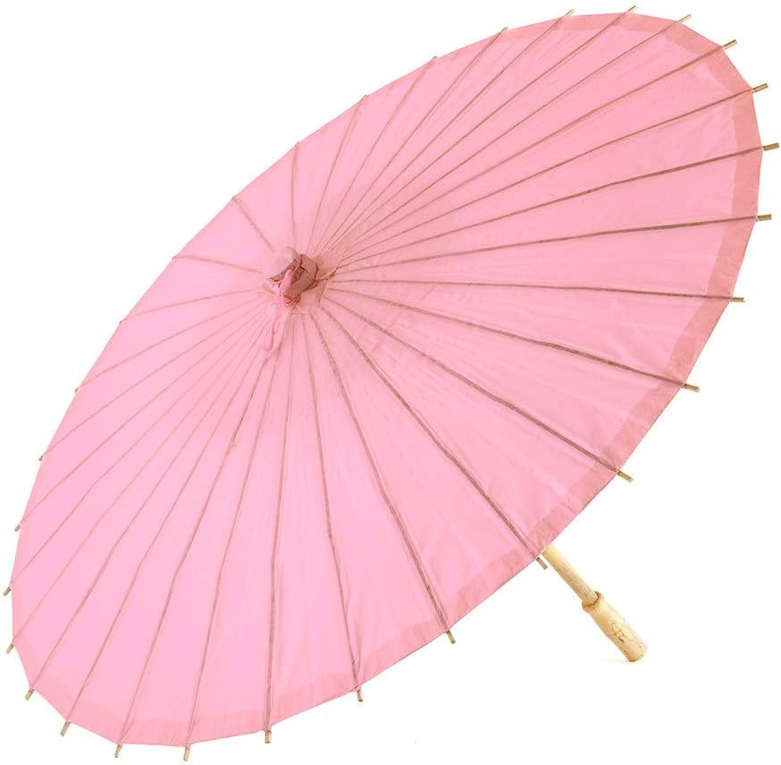 JiffPom Paper Parasol with Bamboo Boning - Pastel Pink