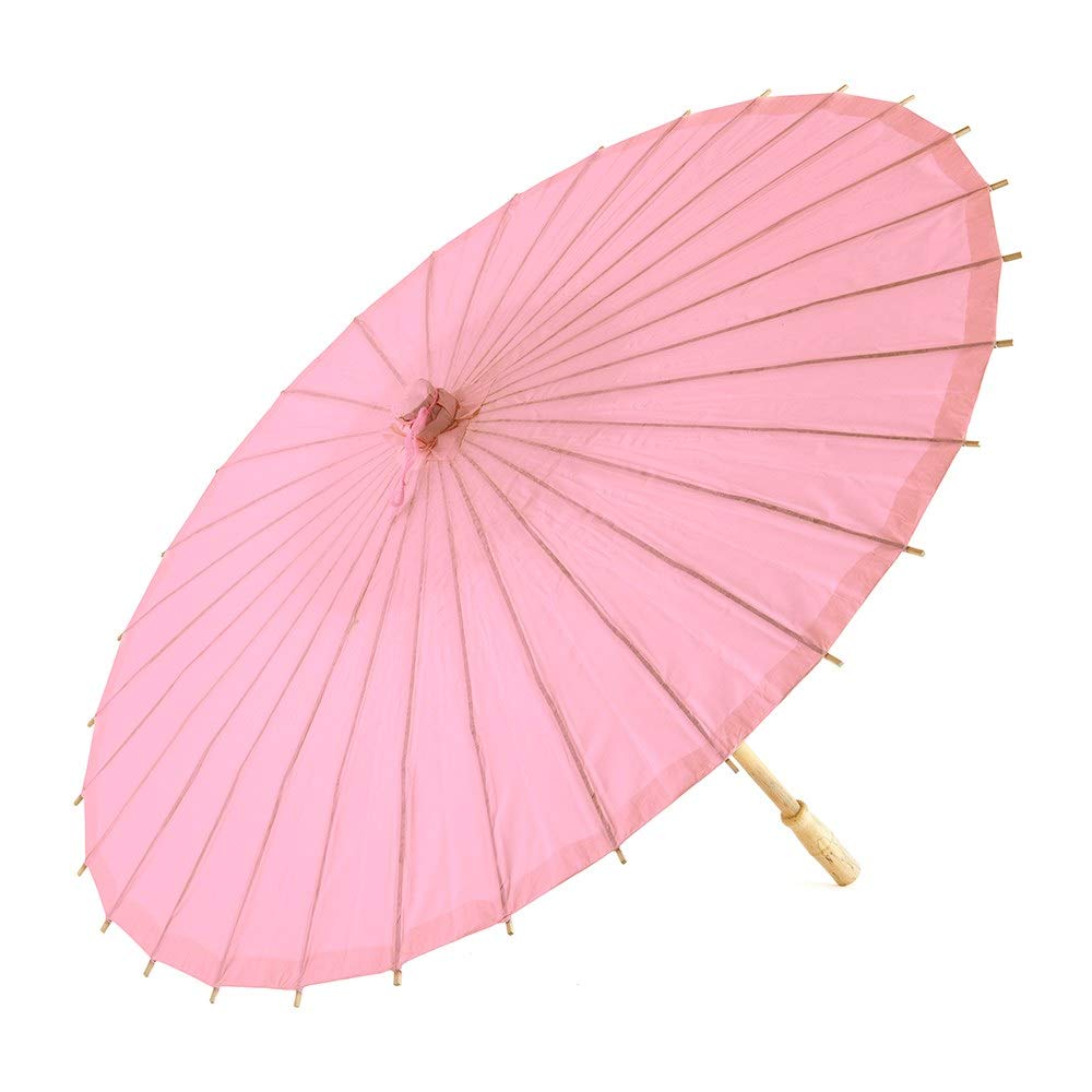 JiffPom Paper Parasol with Bamboo Boning - Pastel Pink