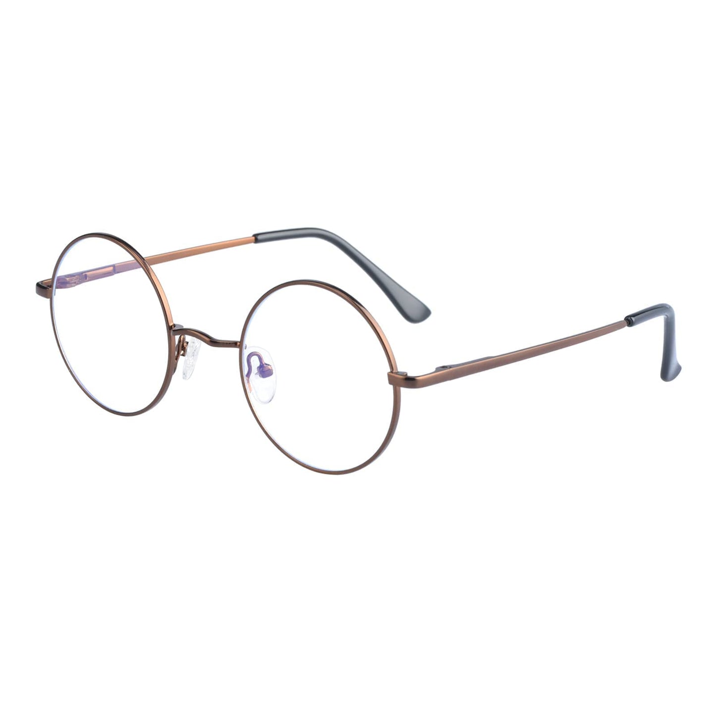 JiffPom Round Blue Light Blocking Glasses for Women Men Circle Clear Lens Metal Frame Eyeglasses Non Prescription