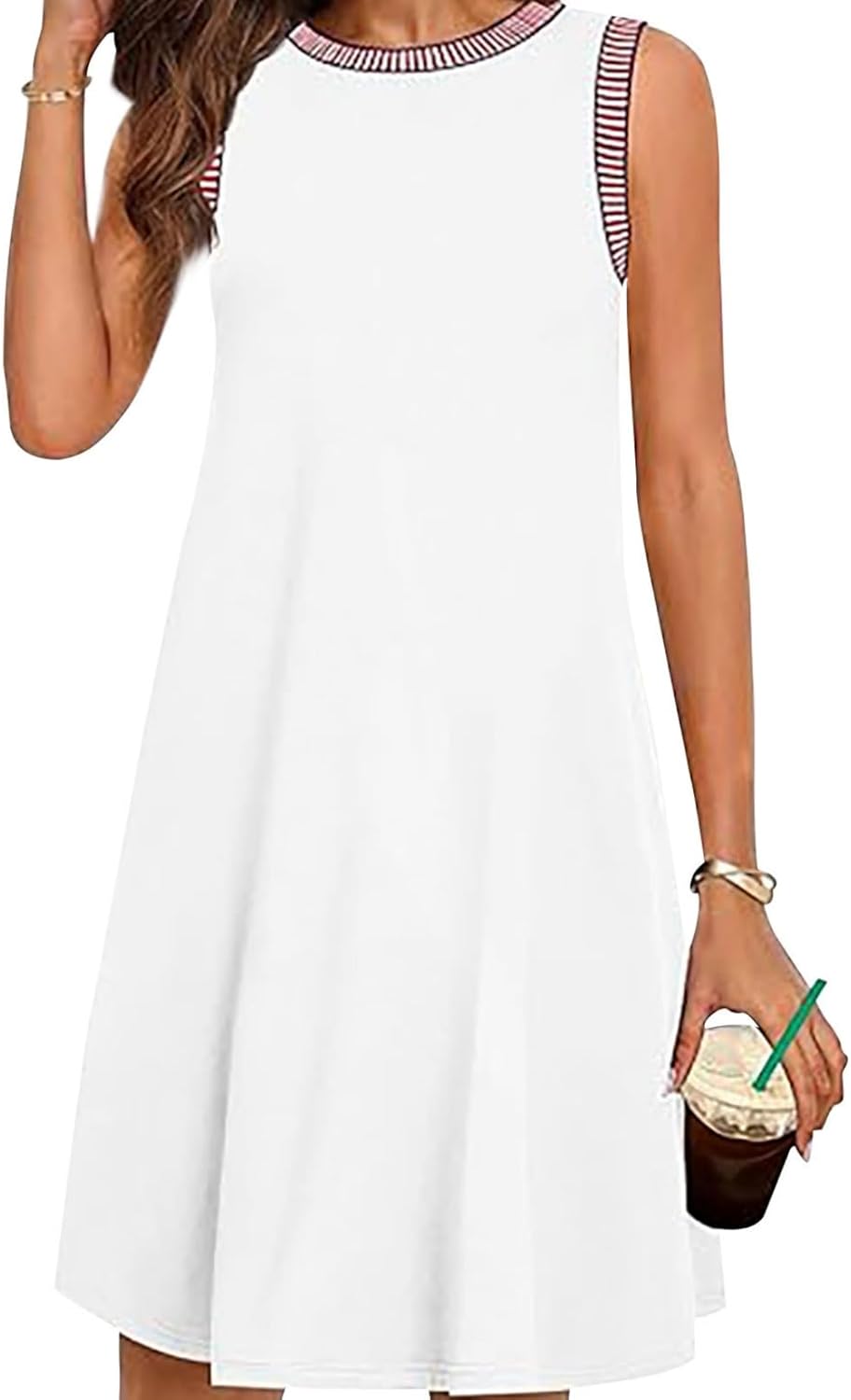 GYMBULL Summer Spring Fashion Casual Sundress for Women 2025 Beach Vacation Sleeveless Tank Crewneck Coverup Midi Dresses