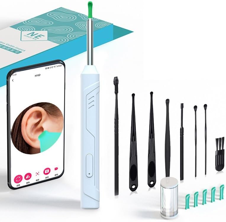 gukoo Wireless Ear Wax Removal Kit with HD Endoscope Camera & LED Lights, 6MP Visual Ear Cleaner Tool, WiFi Rechargeable Otoscope for iPhone Android Smartphone, Safe for Adults Kids (Black)