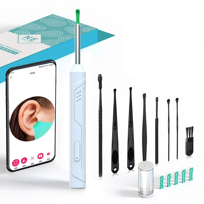 gukoo Wireless Ear Wax Removal Kit with HD Endoscope Camera & LED Lights, 6MP Visual Ear Cleaner Tool, WiFi Rechargeable Otoscope for iPhone Android Smartphone, Safe for Adults Kids (Black)