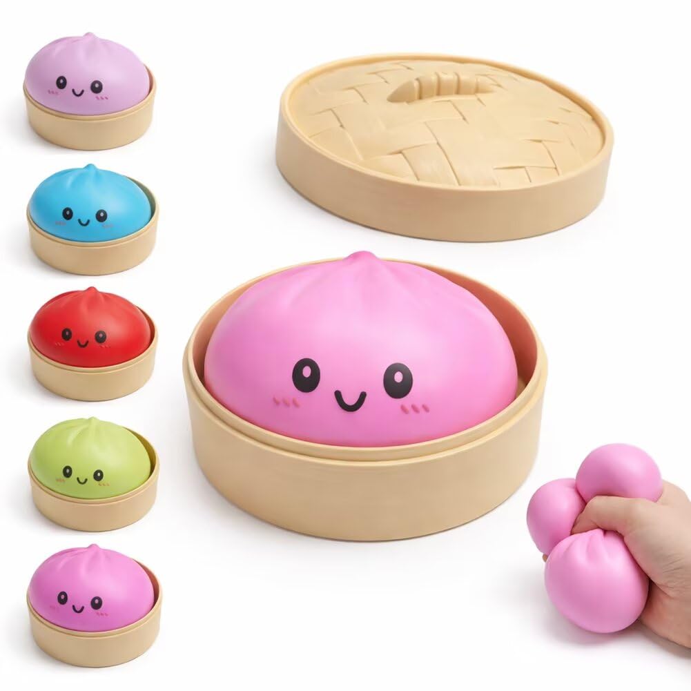 Kribee Dumpling Squishies，Glitter Dumpling Mystery Box，Colorful Dumplings Stress Balls Fidget Sensory Toy， Easter Basket Stuffers ，Squeeze Desk Toys for Stress Relief