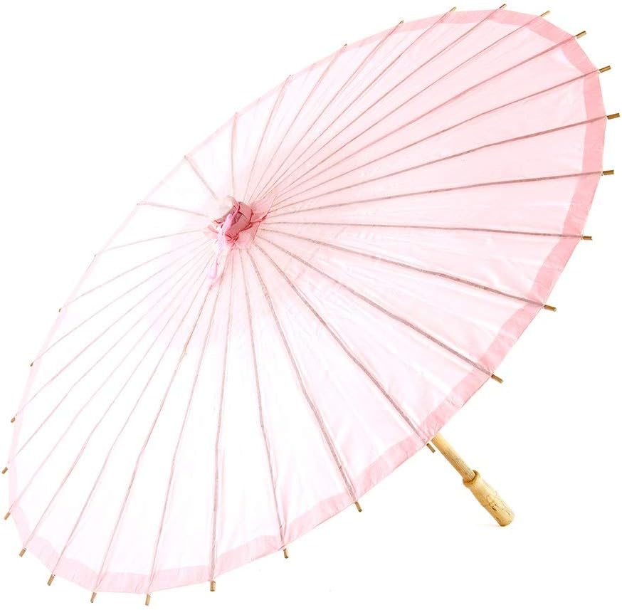 JiffPom Paper Parasol with Bamboo Boning - Pastel Pink