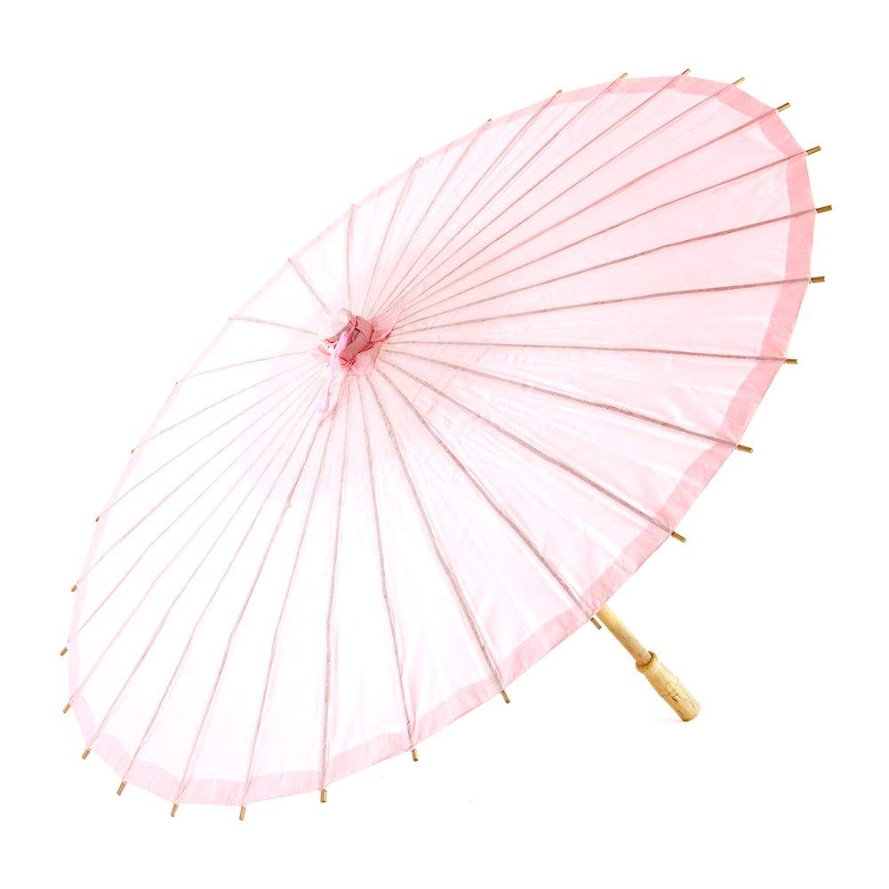 JiffPom Paper Parasol with Bamboo Boning - Pastel Pink