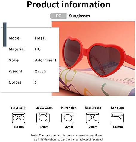 JiffPom Heart Sunglasses for Women Men Festival Party Rave Light Changing Heart Effect Diffraction Glasses UV400 Protection