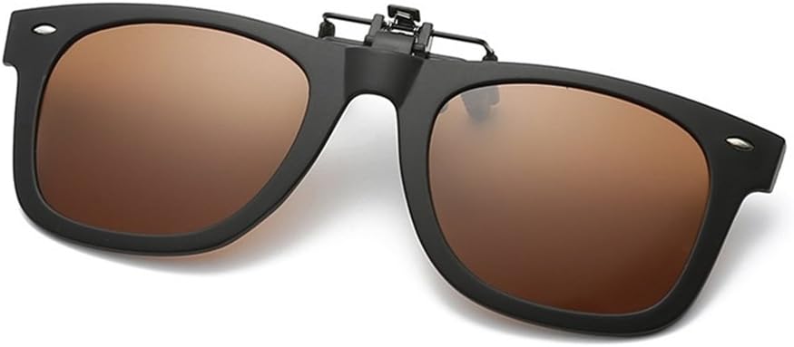 JiffPom Clip-On Sunglasses: Mens/Womens Flip-Up Polarised Sun Lenses fit over Glasses Protection UV400 Lens in Tough Shatter-Proof