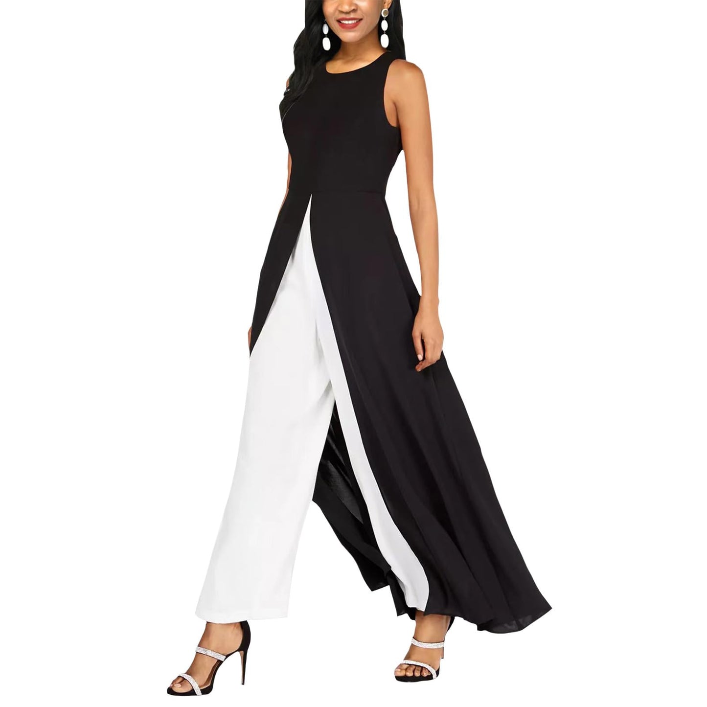GYMBULL Overlay Fancy Jumpsuit for Women, Elegant Sleeveless Cocktail Jumpsuit Dress Evening Party Formal Wedding Guest Romper