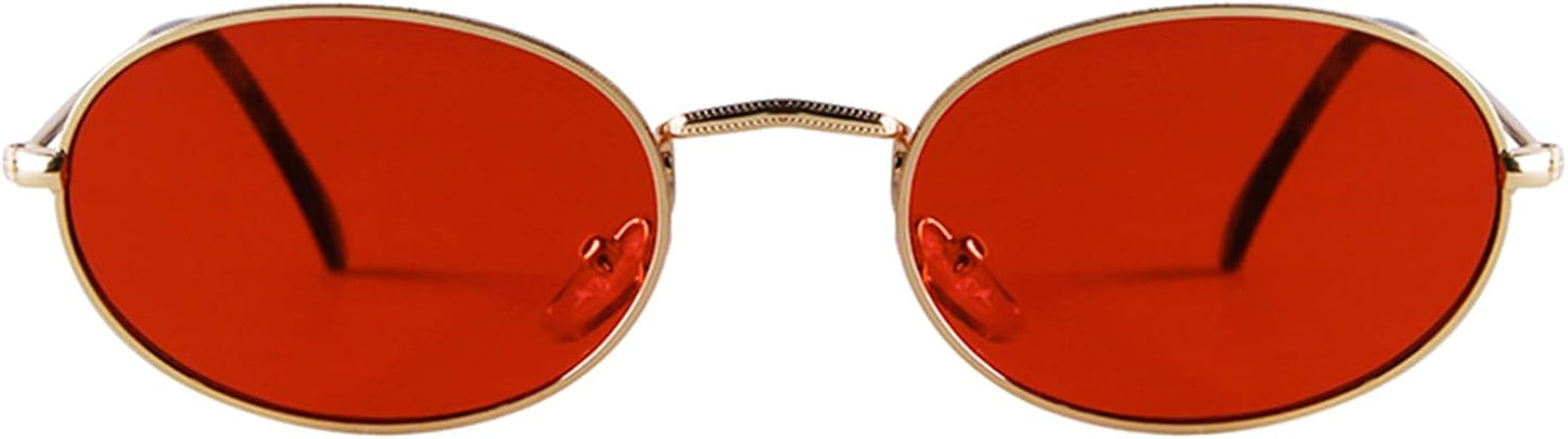 Embryform Retro Oval Sunglasses for Women Men Vintage 90s Hippie sunglasses Classic Metal Frame Eyeglasses